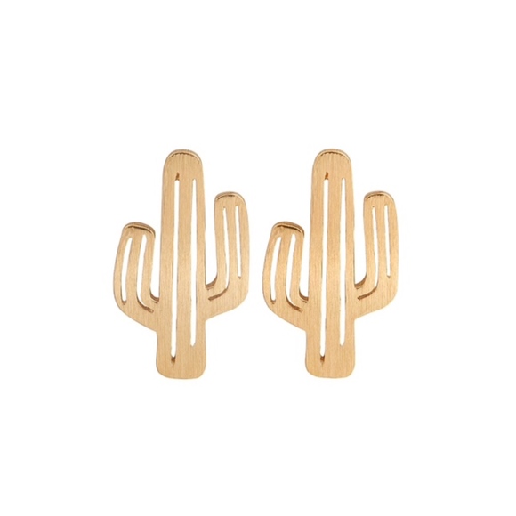 Golden Threads Jewelry - Cactus Stud Earrings Gold